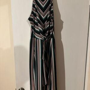 C.C Multicolor Chevron and Stripe Midi Dress